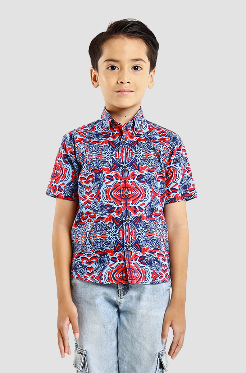 Nusantara Junior Dragon Wave in Poppy Red – Kapten Batik MY