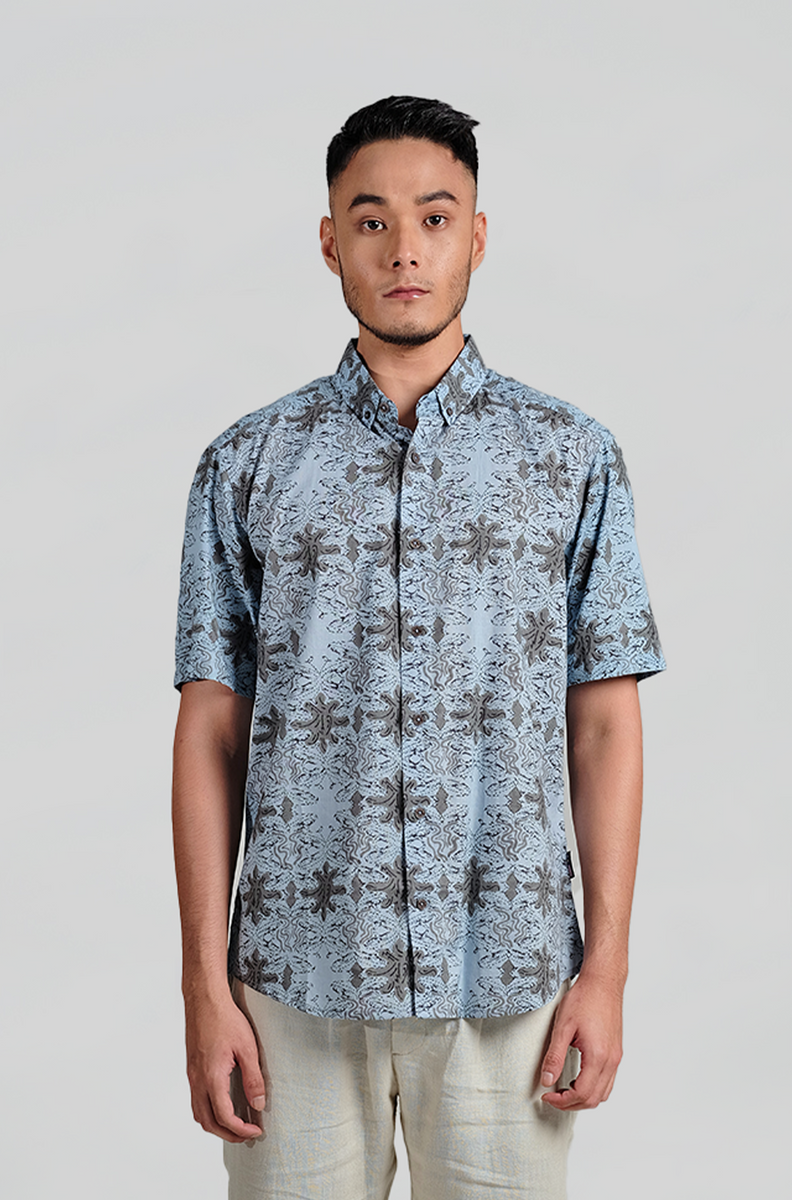 Maharaja Slim Fit Gasing in Sky Blue Grey – Kapten Batik MY